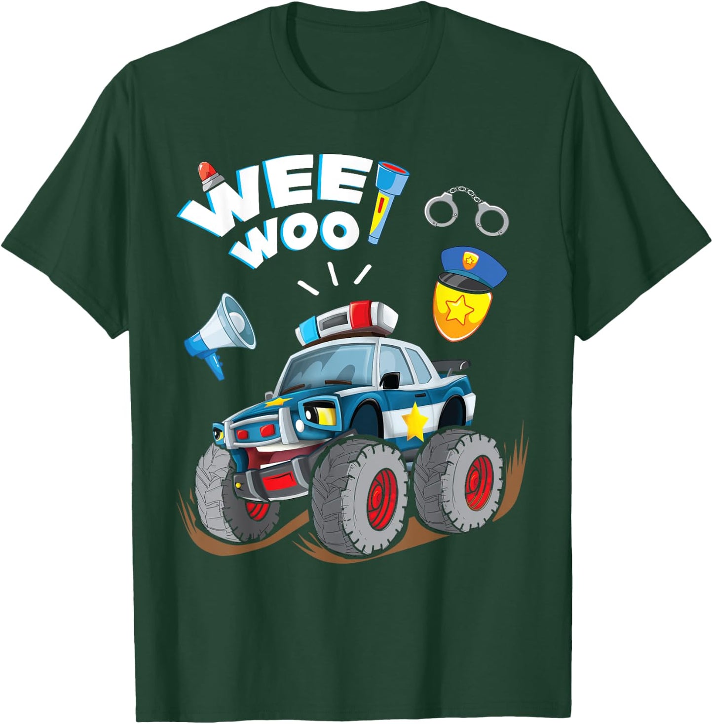 Funny Monster Truck Police Car Boy Wee Woo Cop Policeman T-Shirt - T-Shirt | Forest