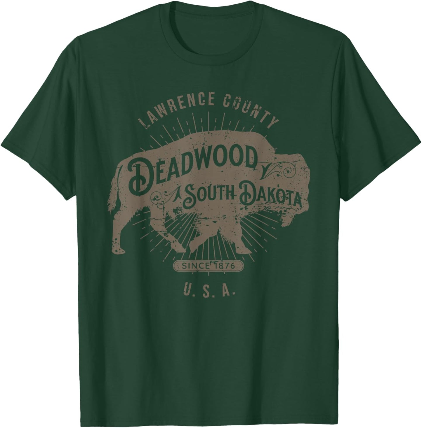 Deadwood South Dakota USA Distressed Bison Design Souvenir T-Shirt - T-Shirt | Forest