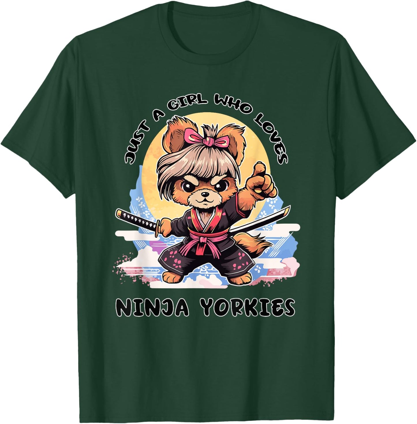 Just a Girl Who Loves Ninja Yorkies T-Shirt - T-Shirt | Forest