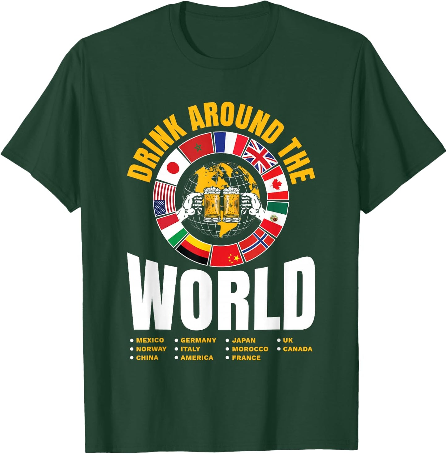 Vacation Drinking Around The World Funny Beer Lover Travel T-Shirt - T-Shirt | Forest