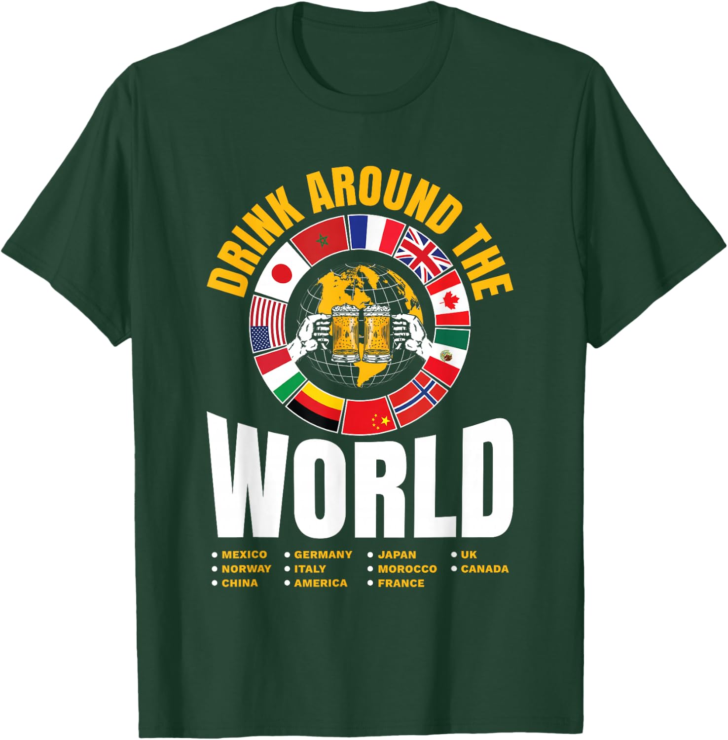 Vacation Drinking Around The World Funny Beer Lover Travel T-Shirt - T-Shirt | Forest