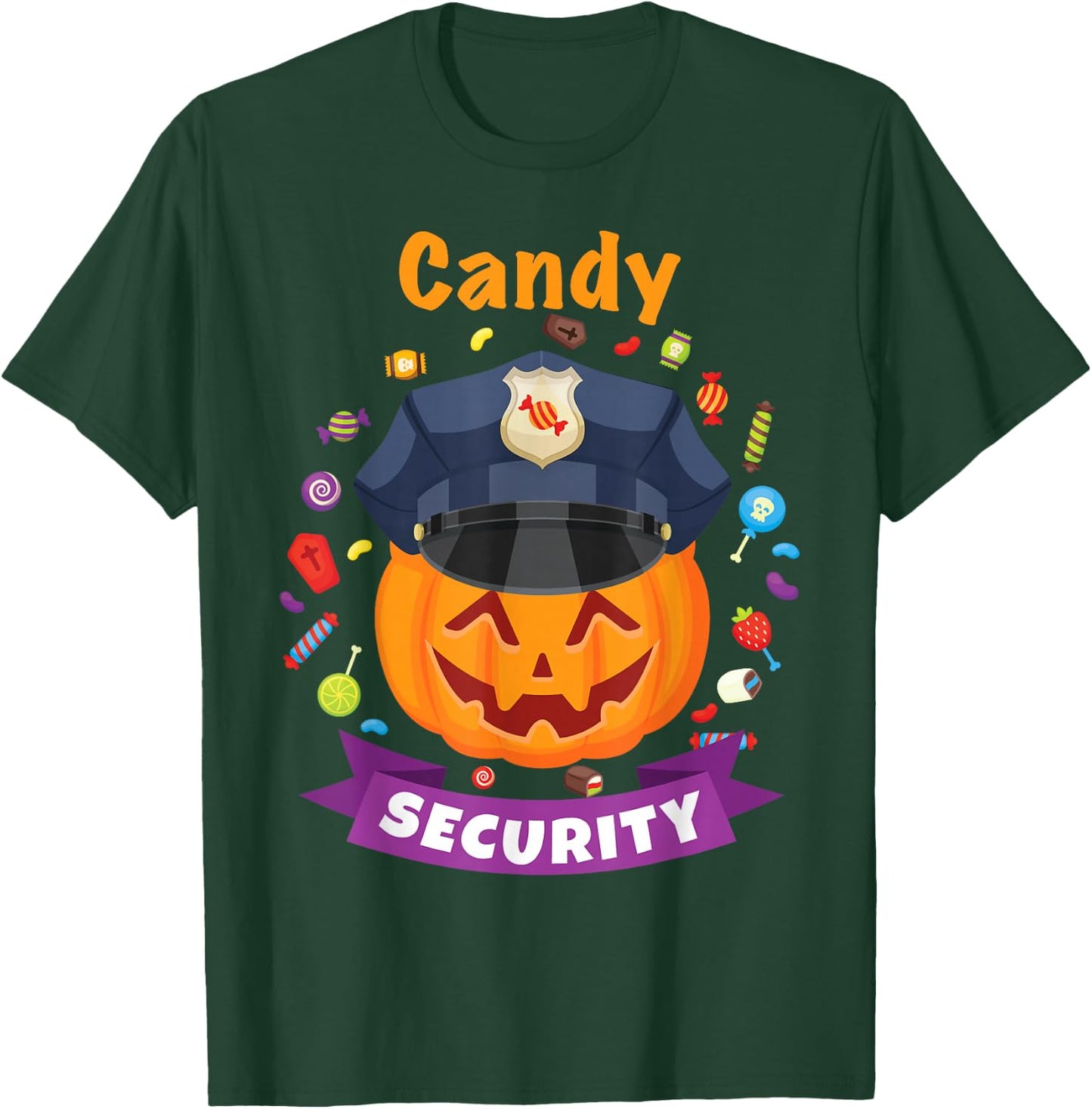Candy Security Halloween Party Costume Police Funny T-Shirt - T-Shirt | Forest