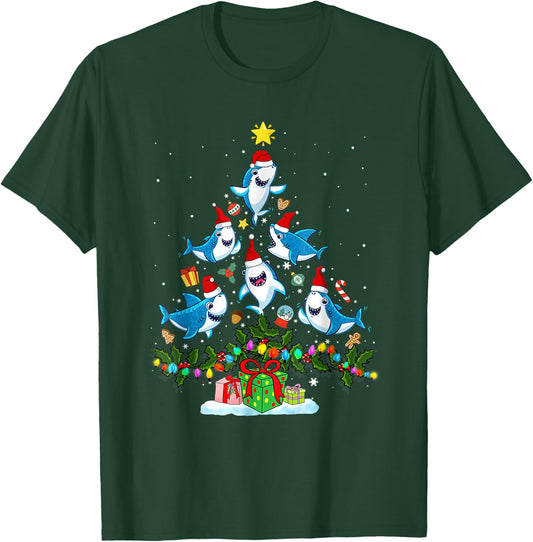This Is My Christmas Pajama Shirt Funny Christmas Shark Tree T-Shirt - T-Shirt | Forest