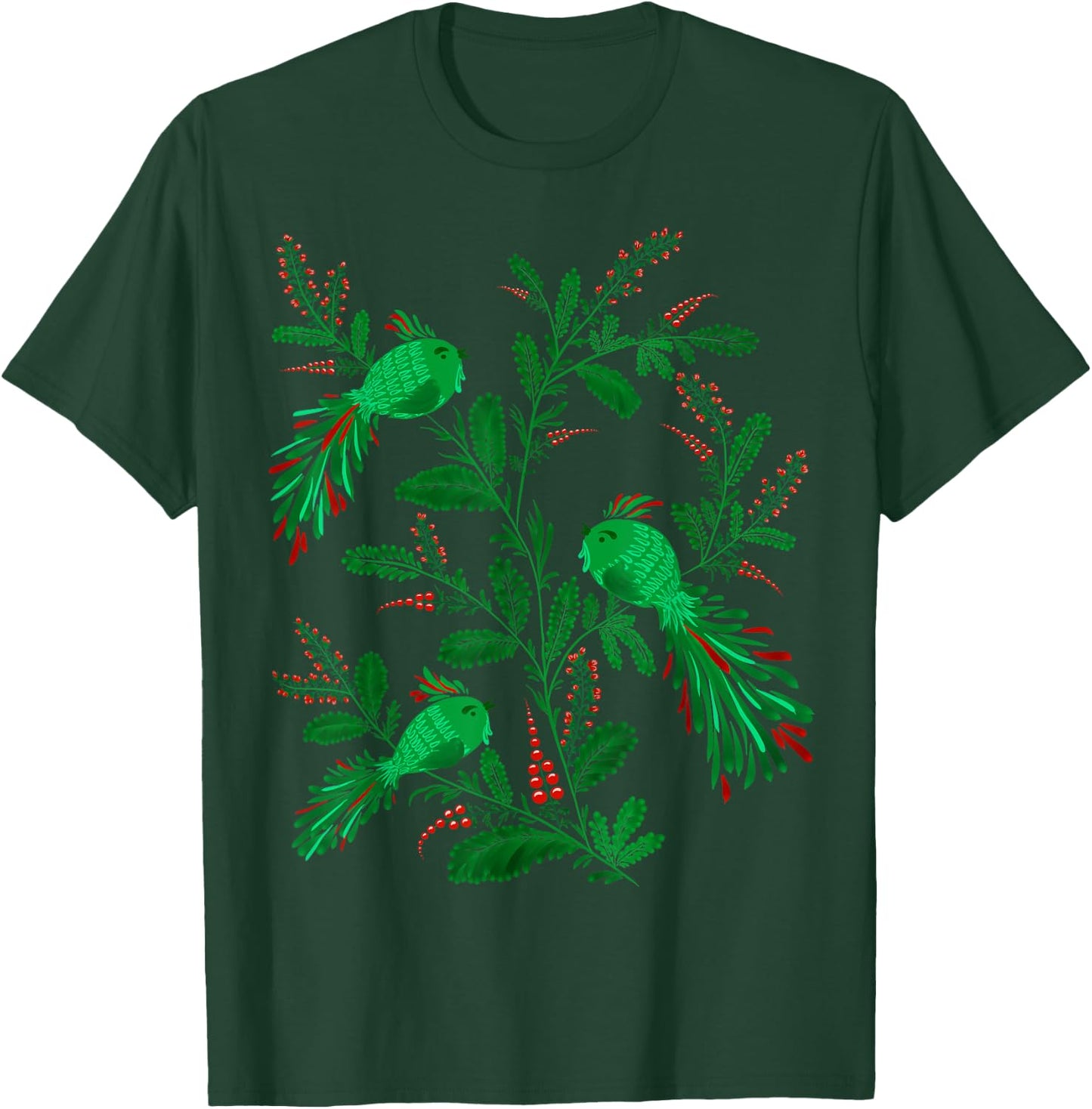 Magic Birds - Cute Floral Vintage Ukrainian Vyshyvanka Style T-Shirt - T-Shirt | Forest