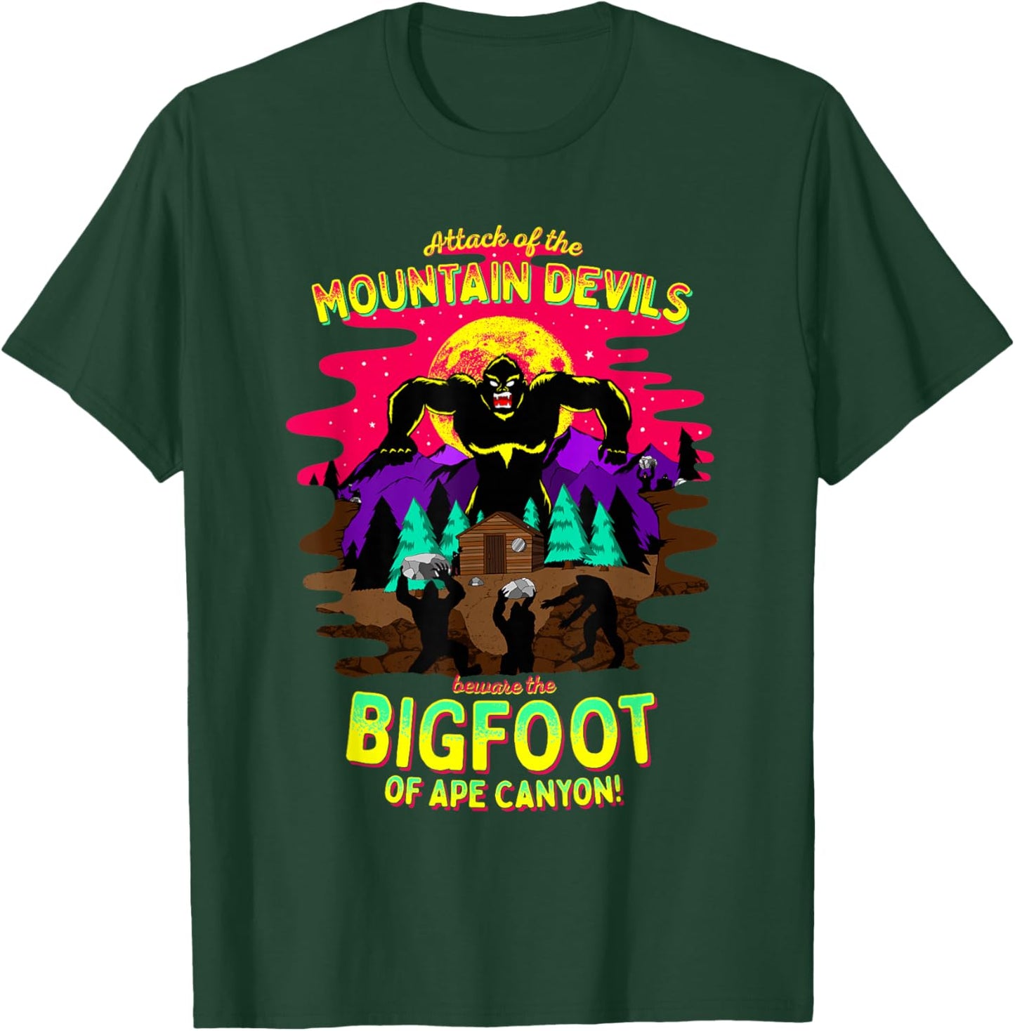 Bigfoot Battle of Ape Canyon Mt St Helens 1924 Retro Cryptid T-Shirt - T-Shirt | Forest