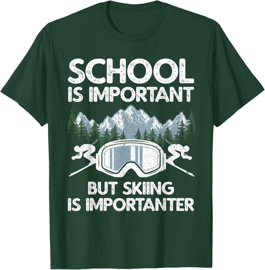 Funny Skiing Design Women Skier Ski Skiing Lovers T-Shirt - T-Shirt | Forest