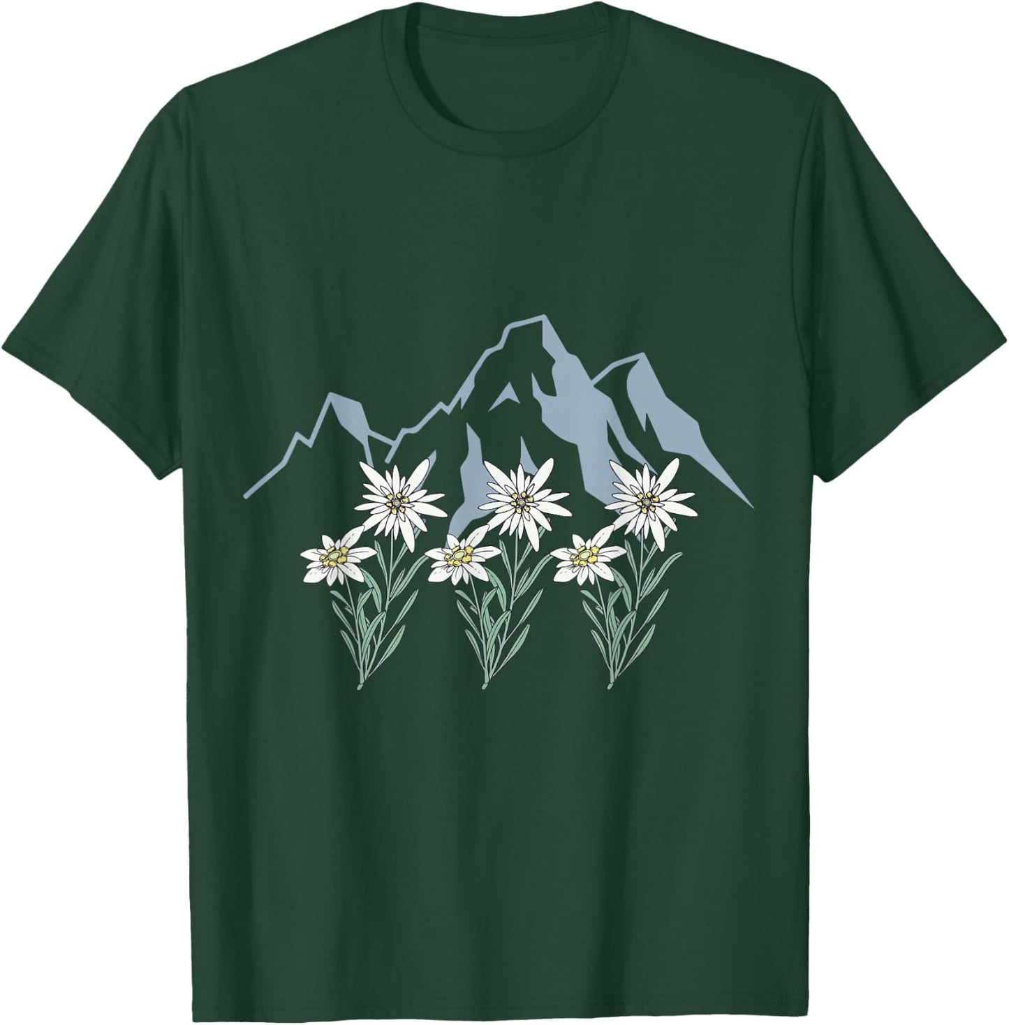 Mountains Switzerland Alps Edelweiss basket alpine flower T-Shirt - T-Shirt | Forest