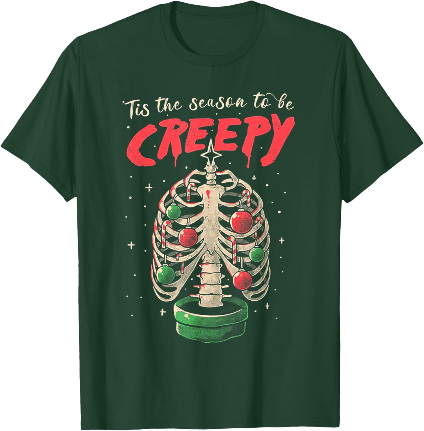 Tis The Season To Be Creepy Skeleton Tree Xmas T-Shirt - T-Shirt | Forest
