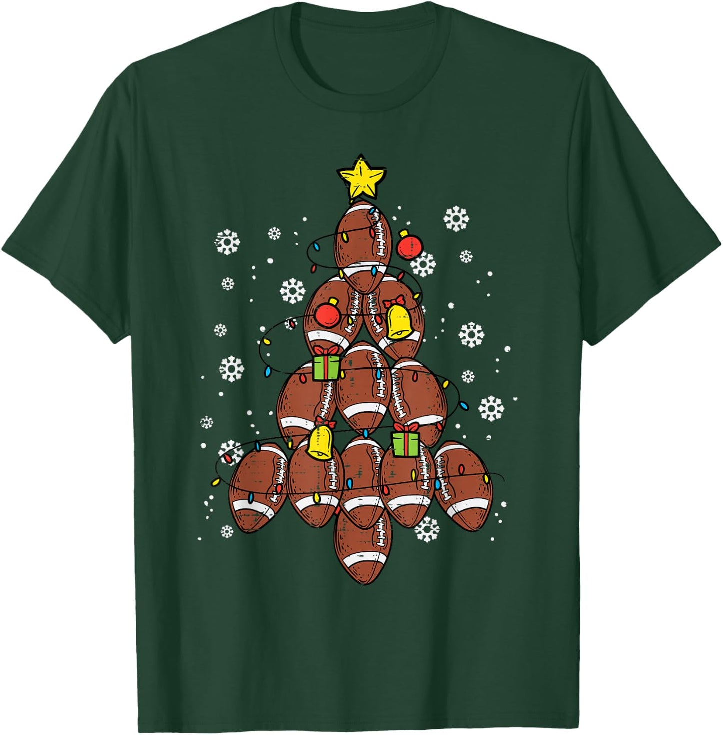 American Football Christmas Tree Xmas Sports Men Women Kids T-Shirt - T-Shirt | Forest