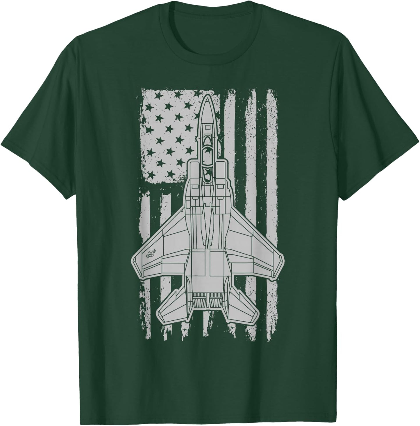 F-15 Eagle Fighter Jet Airplane American Flag F15 T-Shirt - T-Shirt | Forest