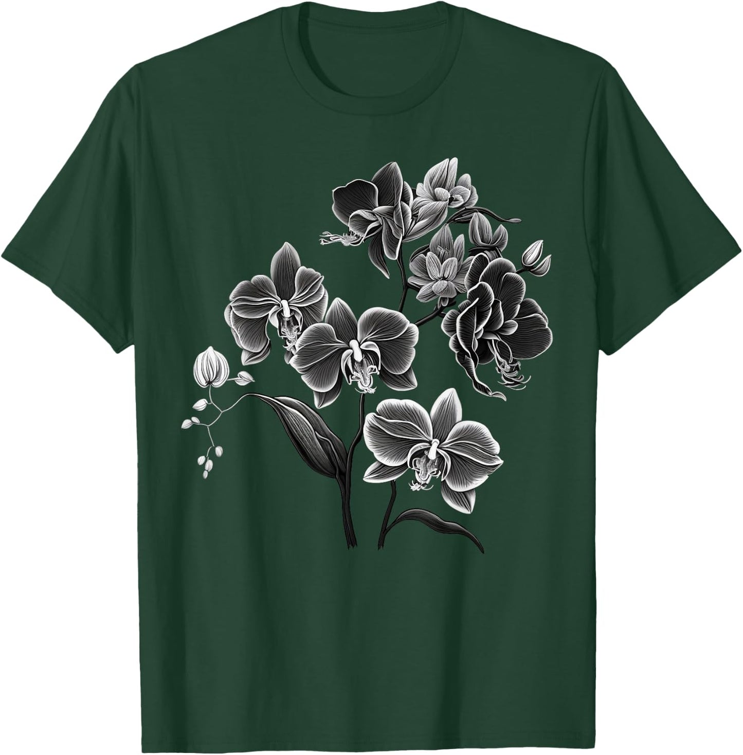 Simple Orchid Flower on black and white Orchid T-Shirt - T-Shirt | Forest