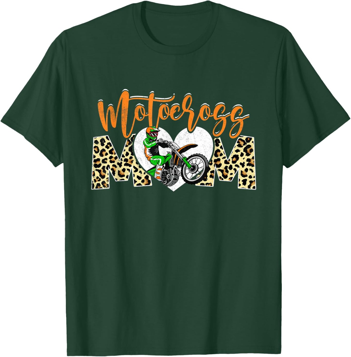 Sport Mom Leopard Mother's Day Motocross Mommy Mama T-Shirt - T-Shirt | Forest