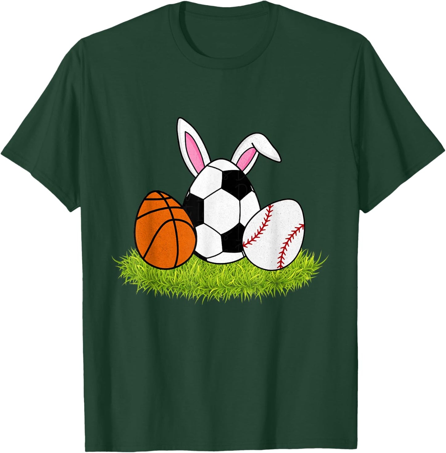 Kids Easter Boys Baseball Basketball Soccer Bunnies Rabbit T-Shirt - T-Shirt | Forest