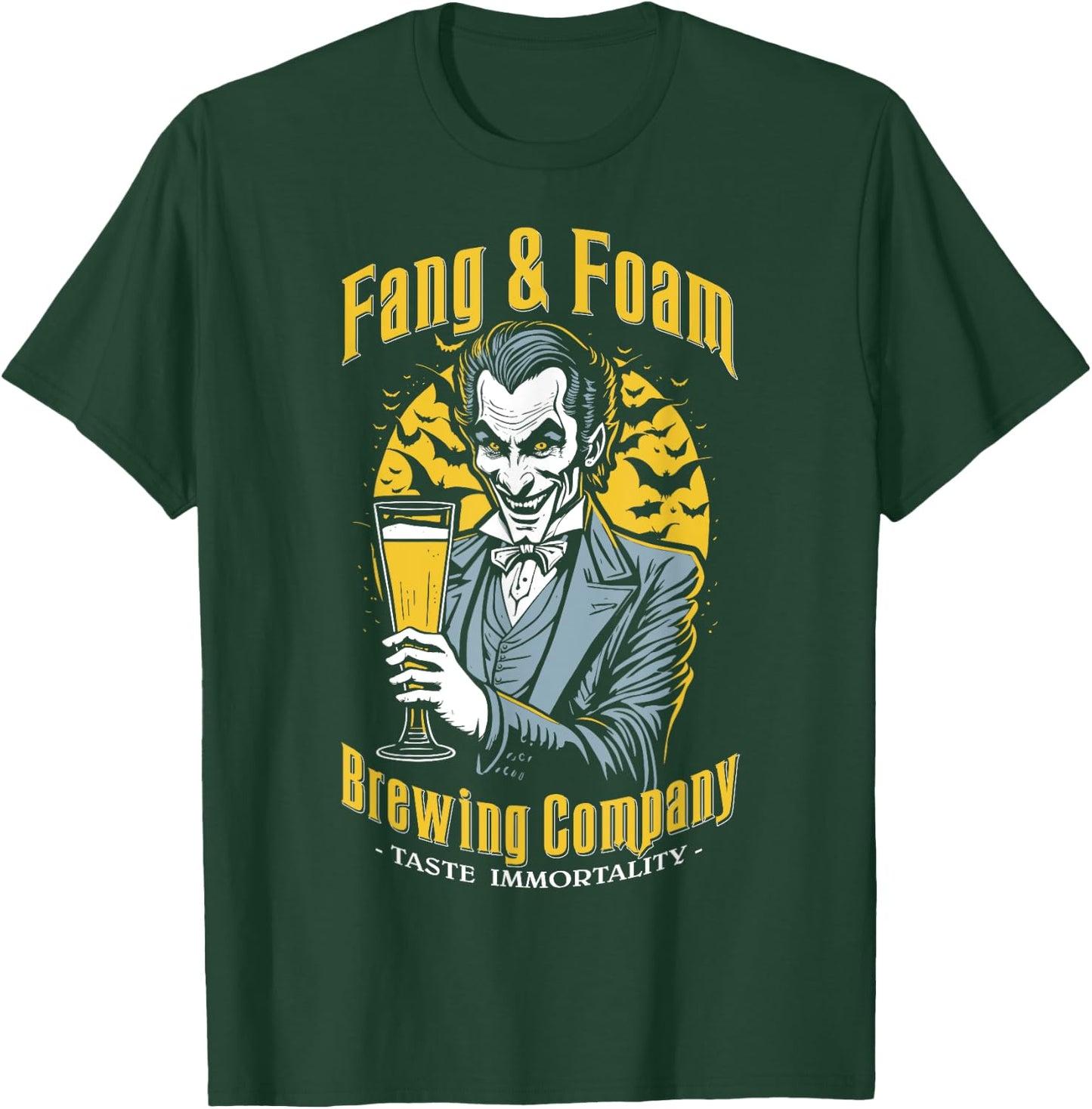 Halloween Beer Funny Gothic Count Dracula Vampire Brewing T-Shirt - T-Shirt | Forest