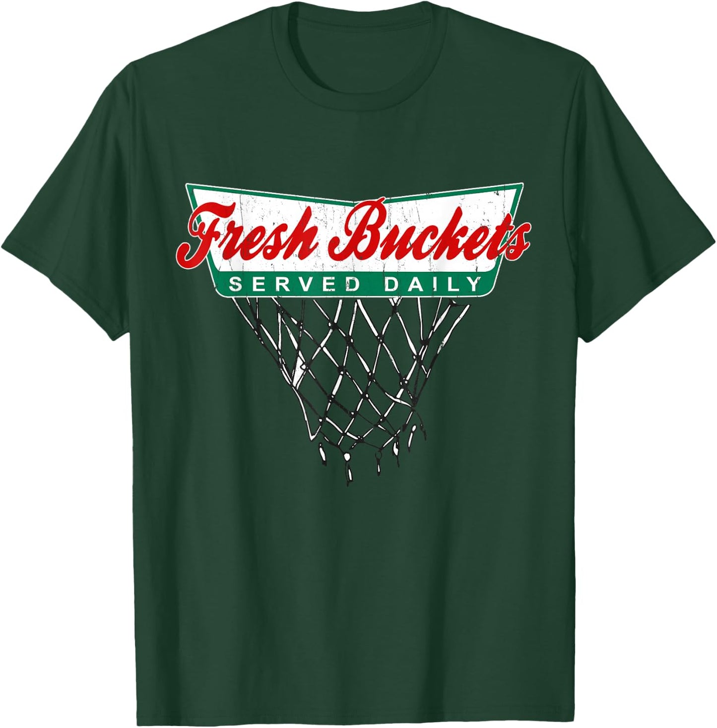 Basketball Player Fresh Buckets Served Daily Bball T-Shirt - T-Shirt | Forest