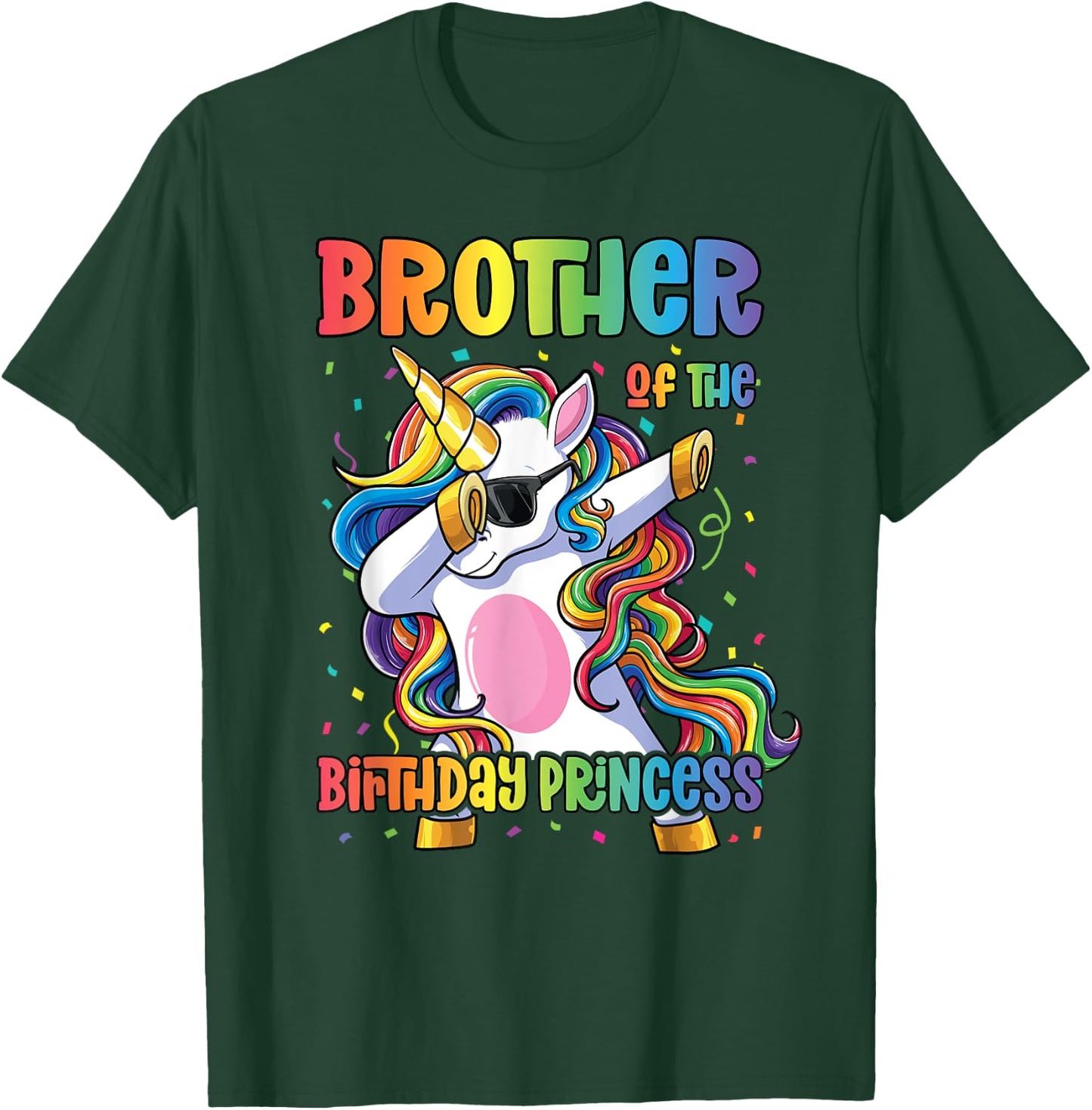 Brother of the Birthday Princess Shirt Girl Dabbing Unicorn T-Shirt - T-Shirt | Forest