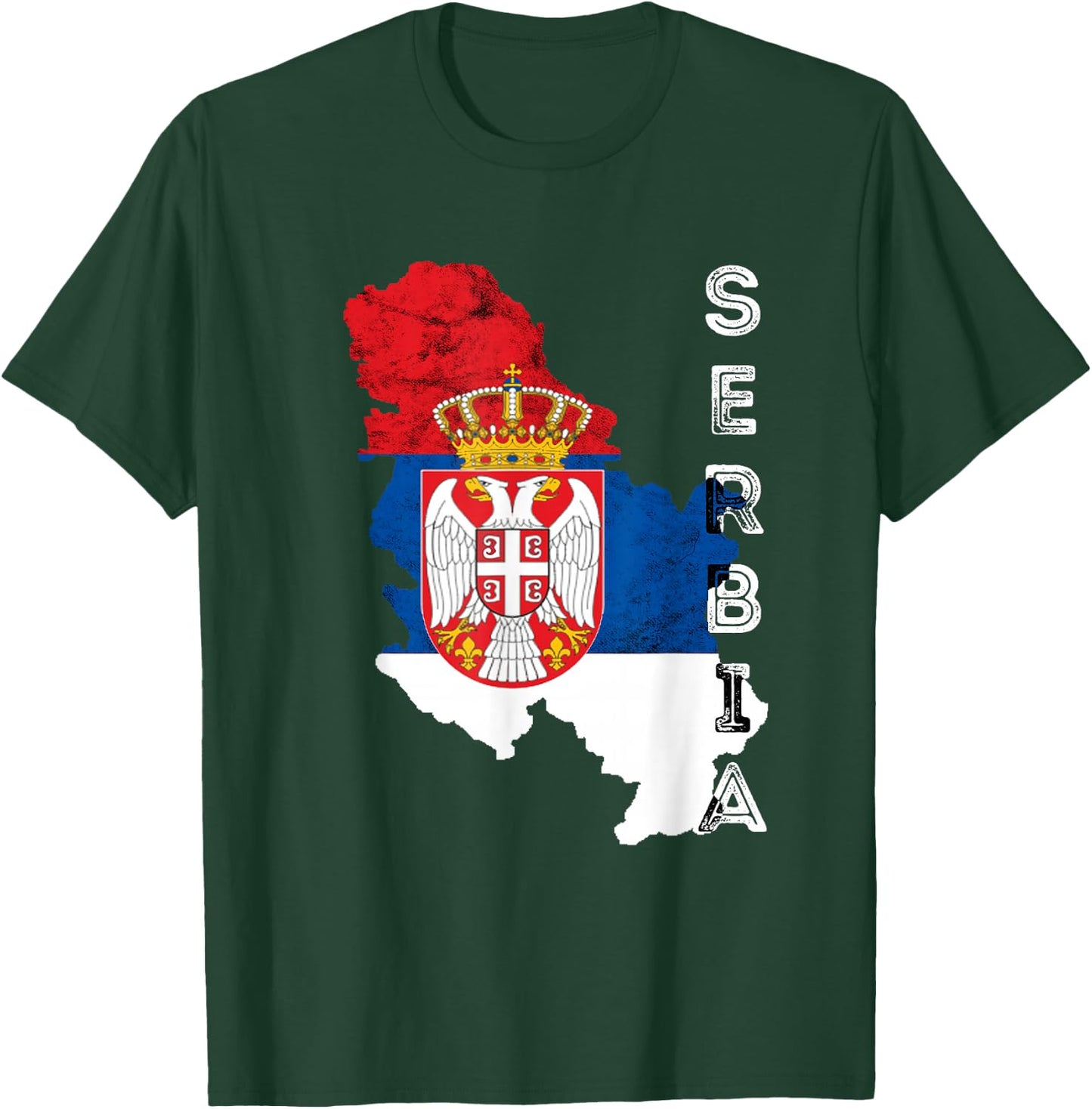 Serbia Vintage Serbian Map Srbija Serbian Flag Serbian Pride T-Shirt - T-Shirt | Forest