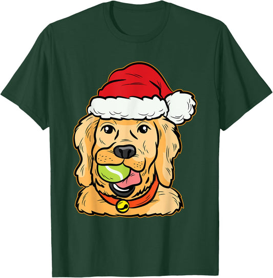 Golden Retriever Tennis Ball Christmas Pajama Dog Puppy Xmas Women Kids T-Shirt - T-Shirt | Forest
