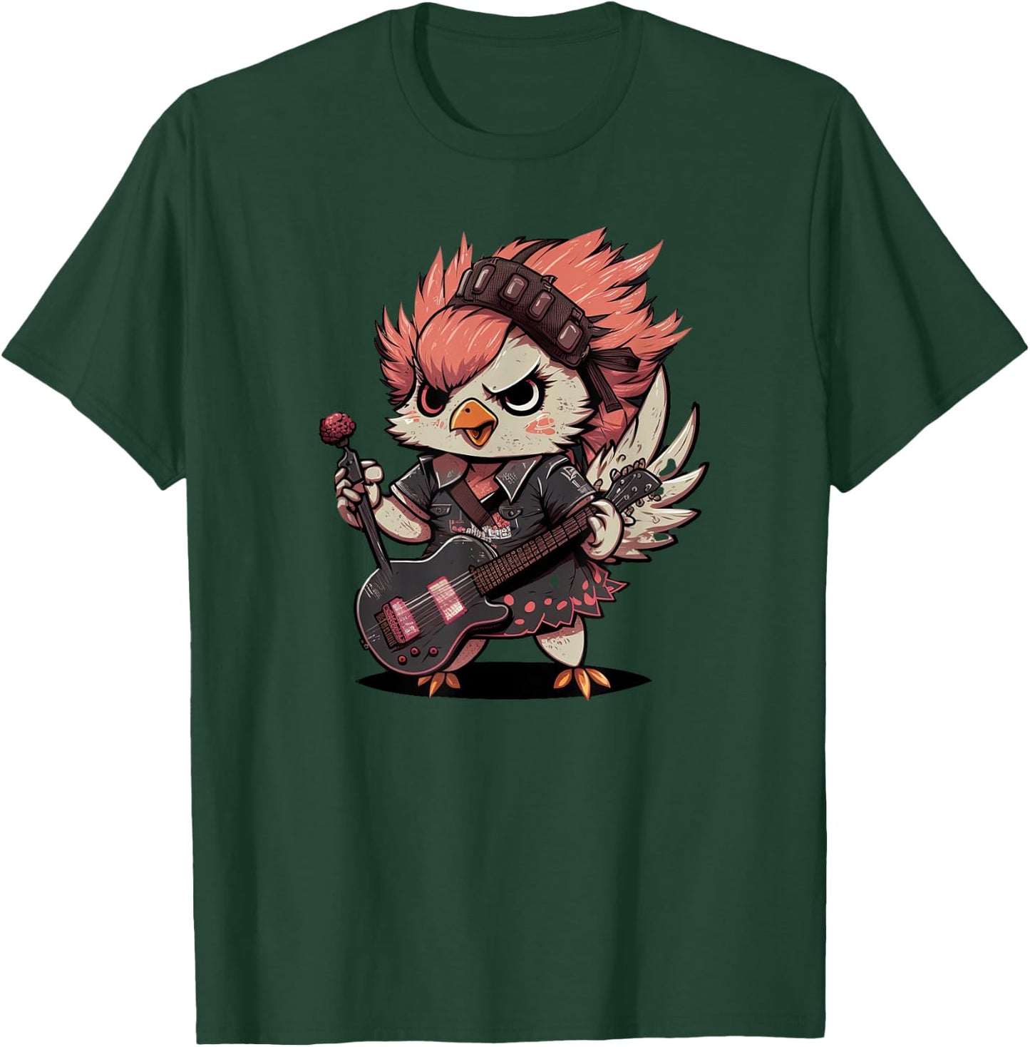 Chicken Cool Rock and roll Rocker Punk Guitar T-Shirt - T-Shirt | Forest