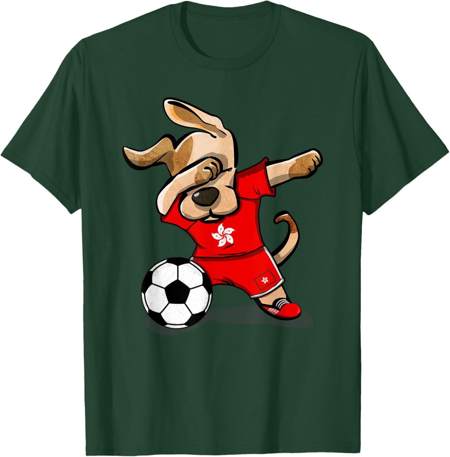 Dabbing Dog Hong Kong Soccer Hong Kong Flag Football Men Women Kids T-Shirt - T-Shirt | Forest