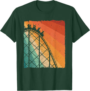 Cute Vintage Roller Coaster Design Men Women Amusement Park T-Shirt - T-Shirt | Forest
