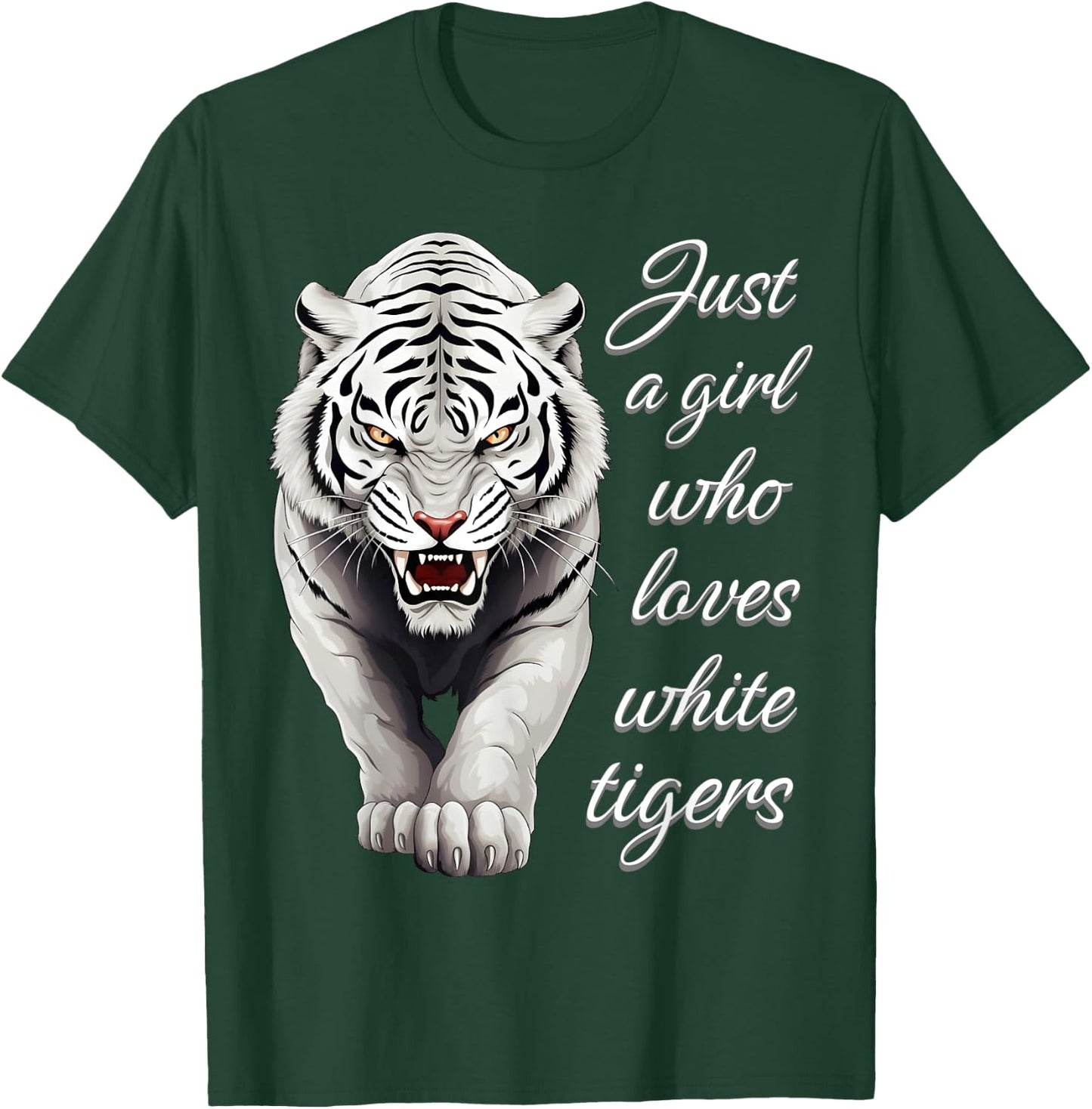 Just A Girl Who Loves White Tigers - Wild Animal Lover Tiger T-Shirt - T-Shirt | Forest