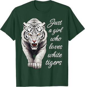 Just A Girl Who Loves White Tigers - Wild Animal Lover Tiger T-Shirt - T-Shirt | Forest