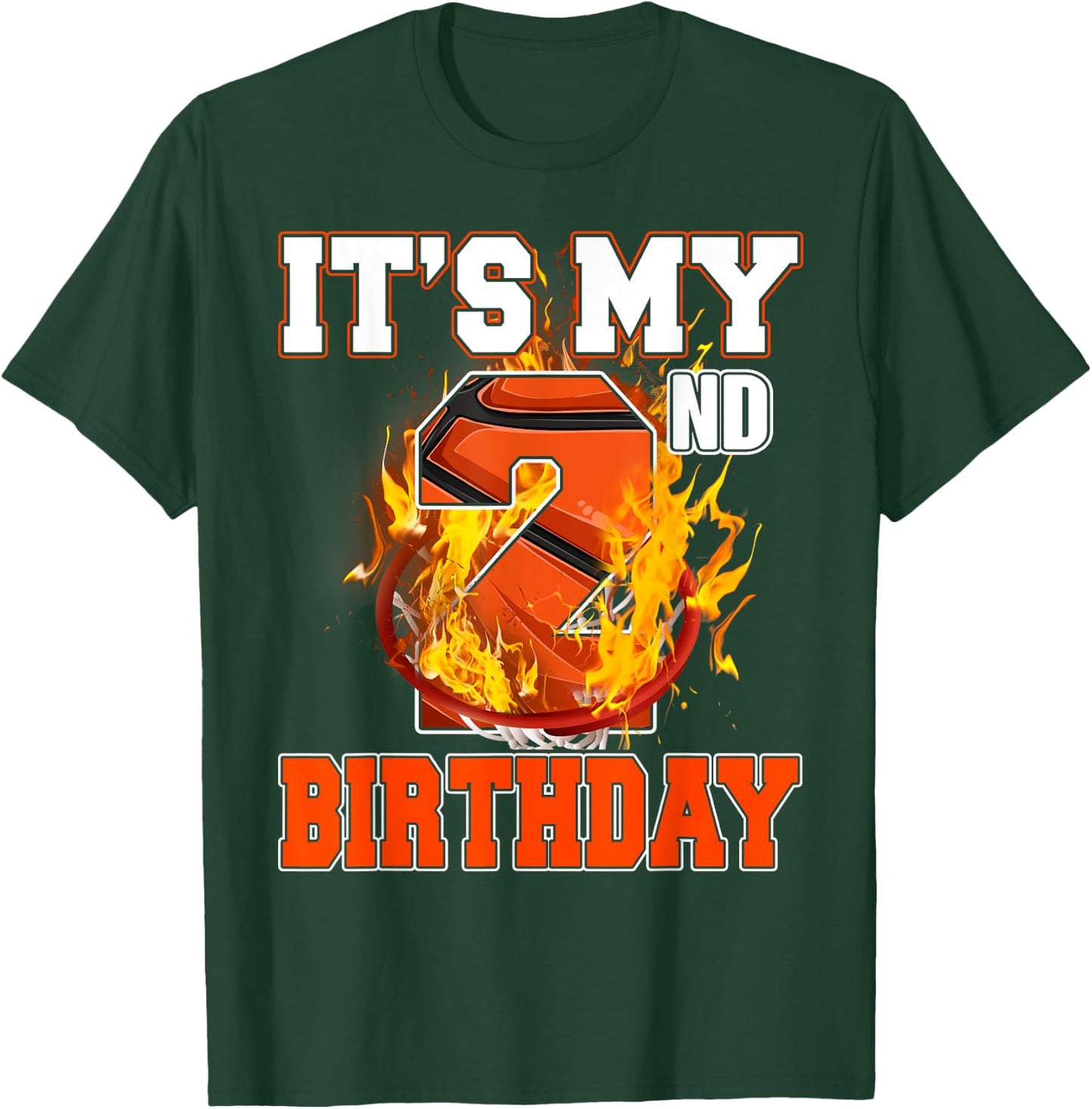 Funny It's My 2nd Birthday 2 Years Old Basketball Ball Boy T-Shirt - T-Shirt | Forest