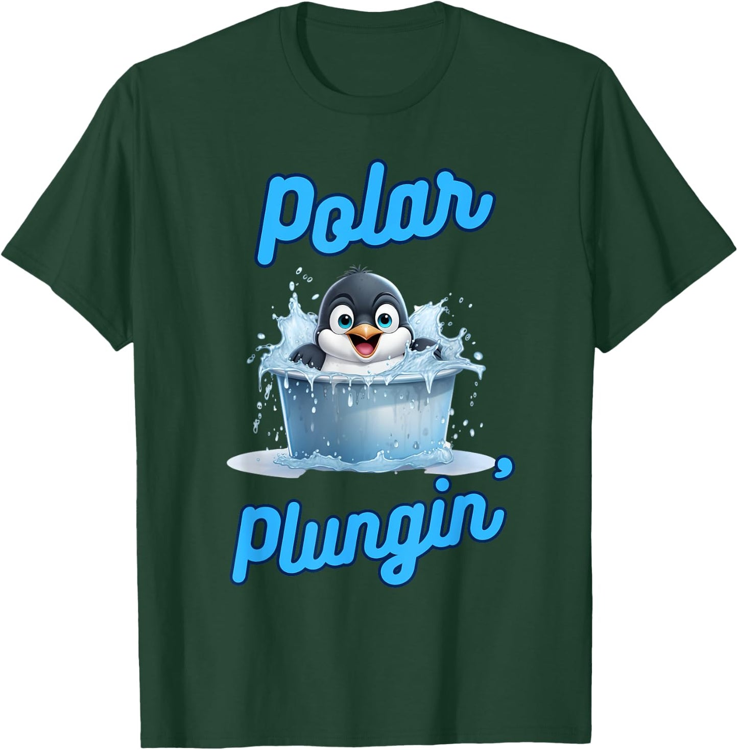 Polar Plungin Penguin Ice Bath Addict Cold Plunge T-Shirt - T-Shirt | Forest