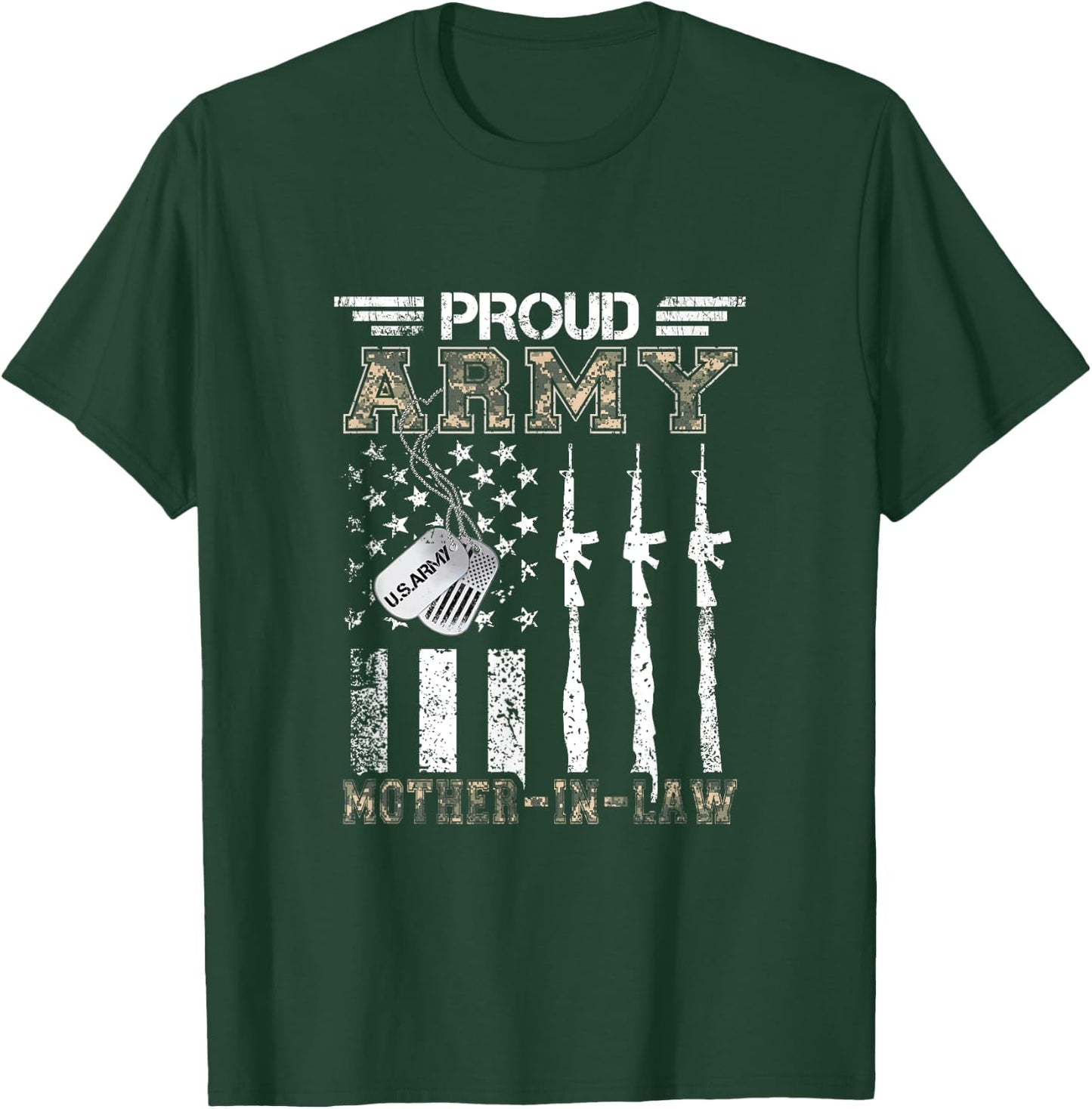 Proud Army Mother-In-Law US Army Mother-In-Law Gifts T-Shirt - T-Shirt | Forest