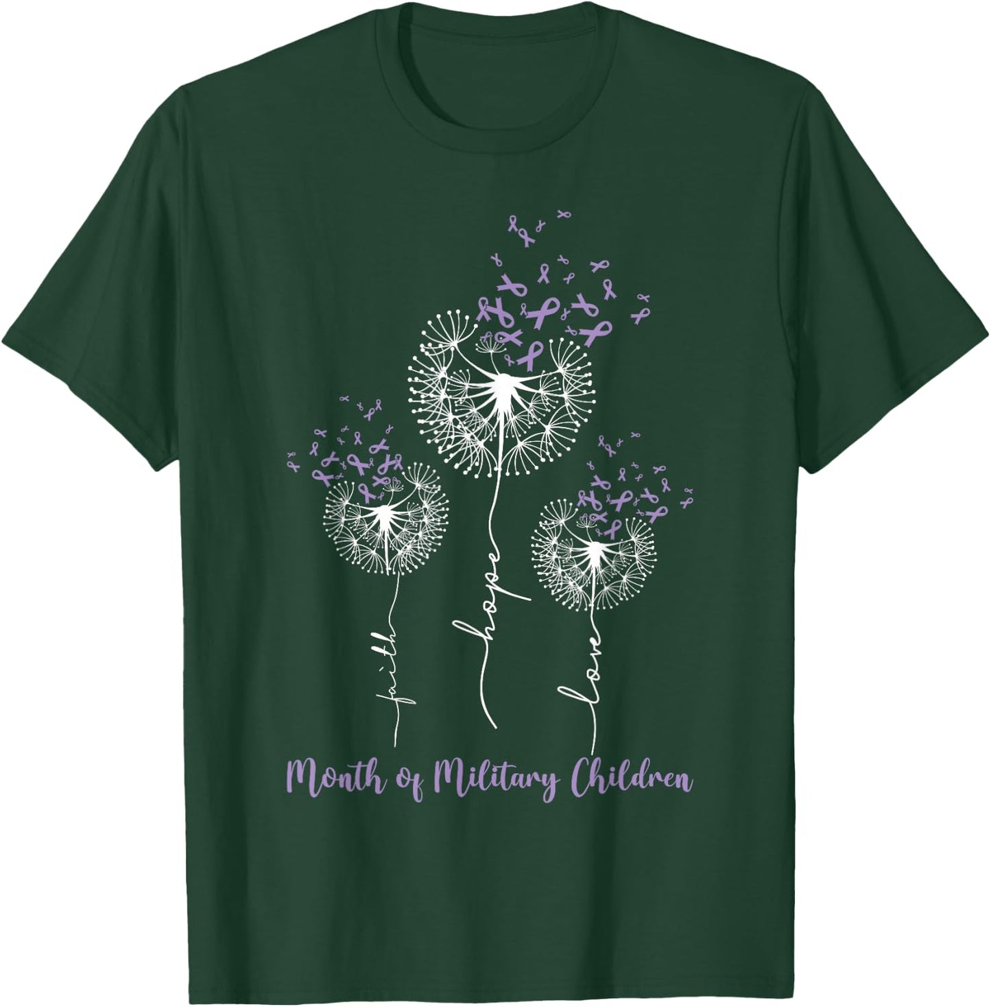 Dandelion Purple Up for Military Kids Military Child Month T-Shirt - T-Shirt | Forest