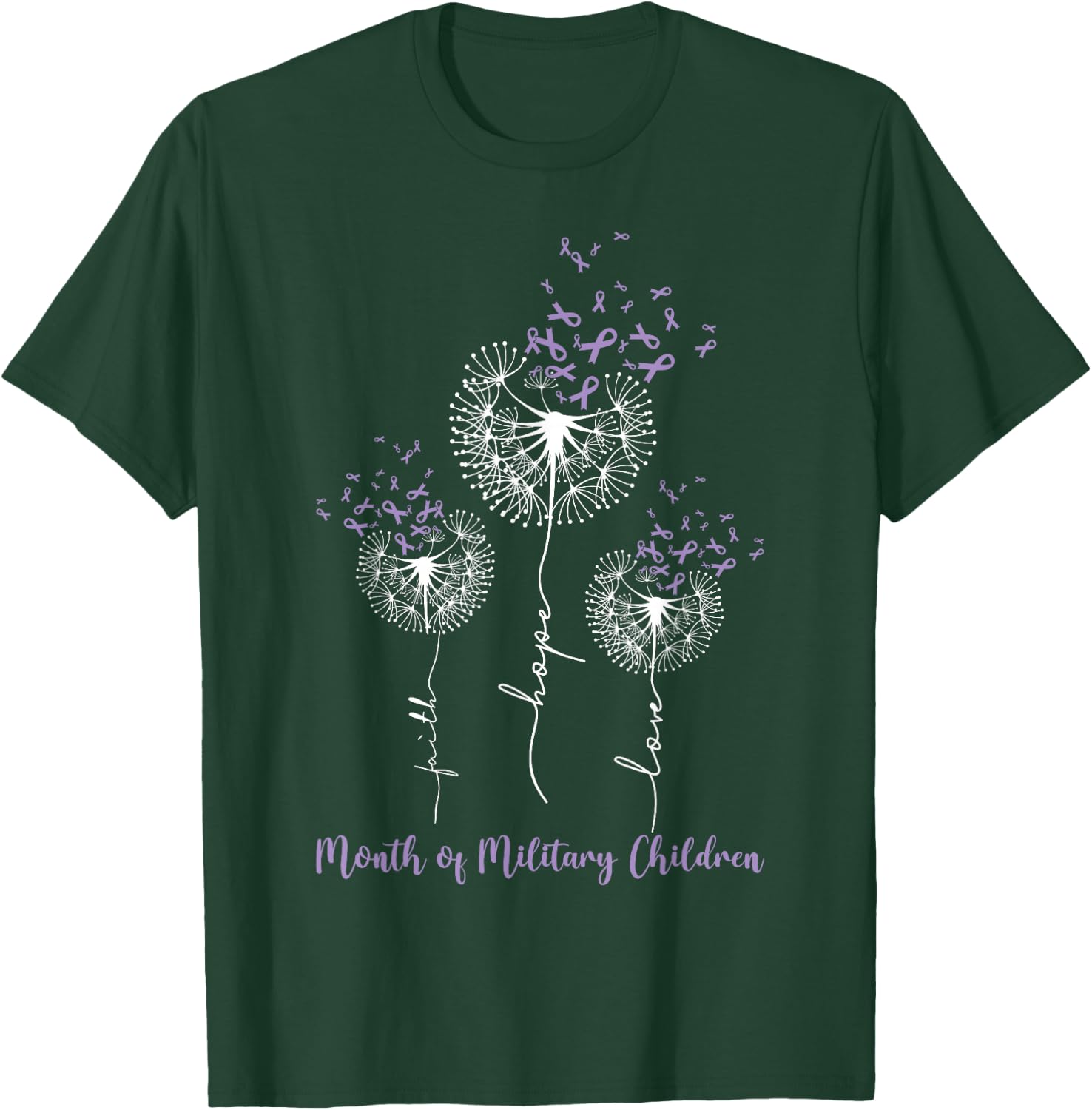 Dandelion Purple Up for Military Kids Military Child Month T-Shirt - T-Shirt | Forest