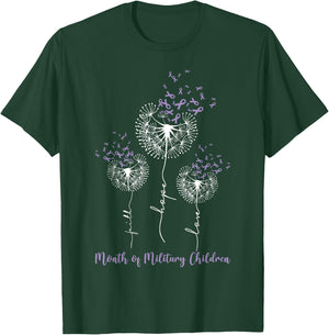 Dandelion Purple Up for Military Kids Military Child Month T-Shirt - T-Shirt | Forest