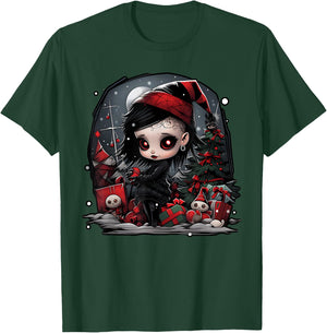Festive Shadows: A Christmas Goth Baby's Tale T-Shirt - T-Shirt | Forest