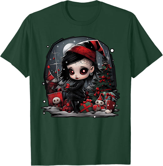 Festive Shadows: A Christmas Goth Baby's Tale T-Shirt - T-Shirt | Forest