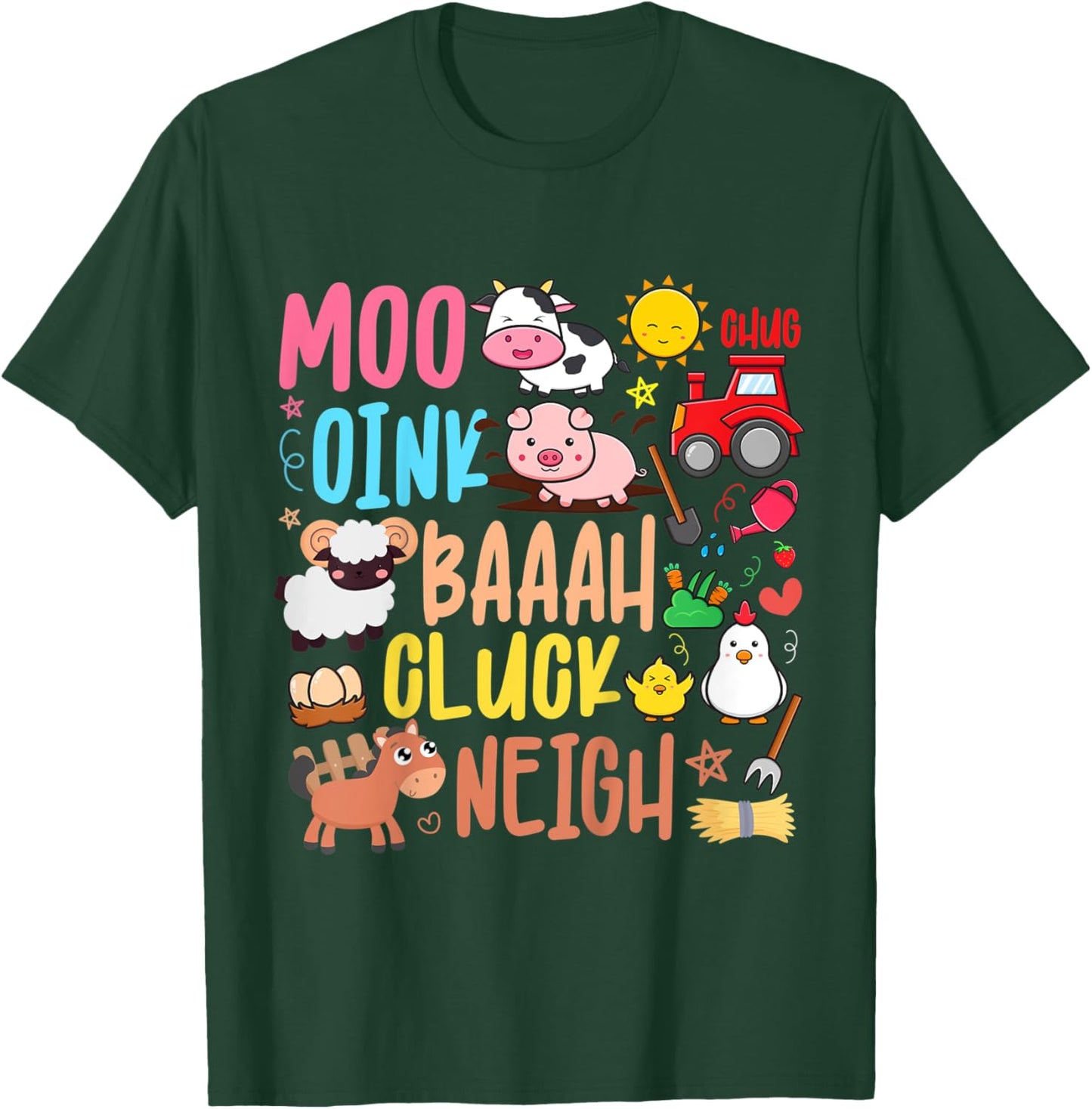 Kids Farm Animals Sounds Oink Baa Neigh Cluck Moo Toddler Farmer T-Shirt - T-Shirt | Forest
