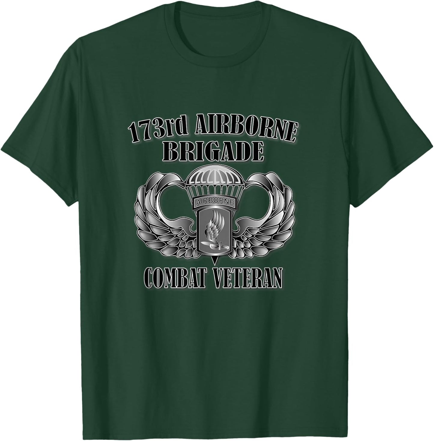 173rd Airborne Brigade- Combat Veteran (Front Design) T-Shirt - T-Shirt | Forest