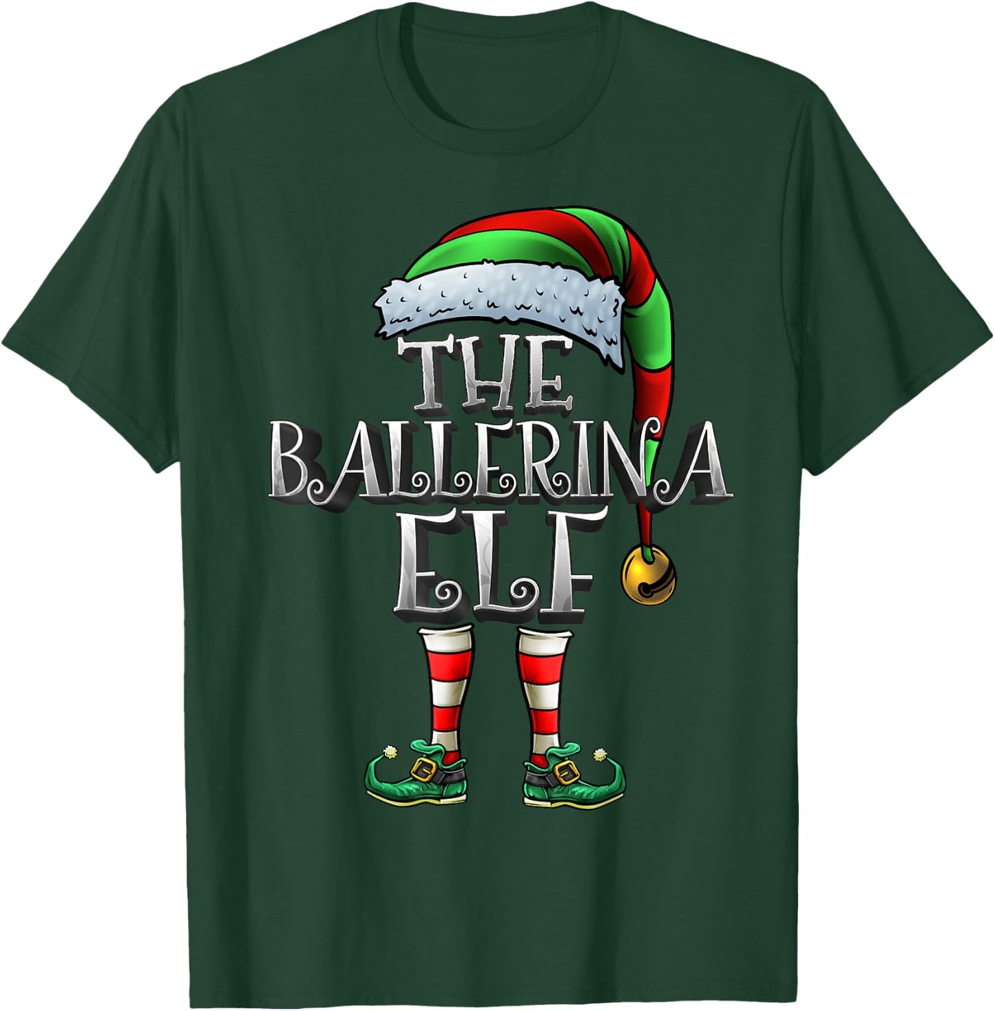 Ballerina Elf Shirt Matching Family Ballerina Christmas Elf T-Shirt - T-Shirt | Forest