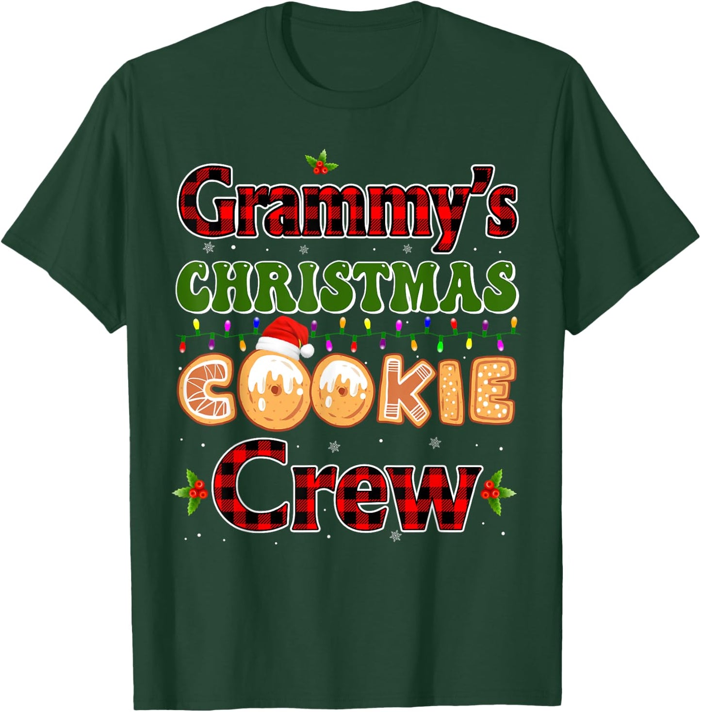 Red Plaid Cute Grammy Christmas Cookie Crew Gingerbread T-Shirt - T-Shirt | Forest