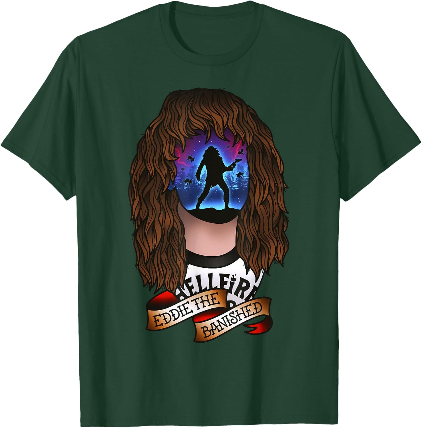 Stranger Things Eddie The Banished Tattoo Style Epic Scene T-Shirt - T-Shirt | Forest