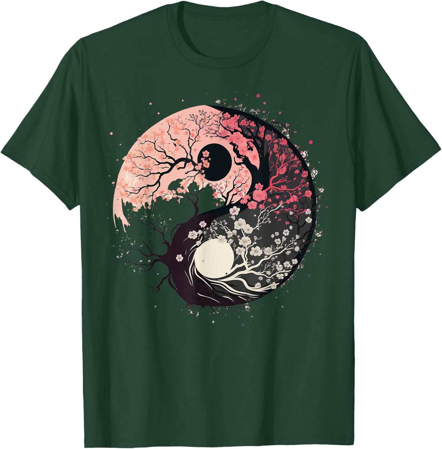Cherry Blossom Taoism Yin Yang on Zen Taijitu Yin Yang T-Shirt - T-Shirt | Forest