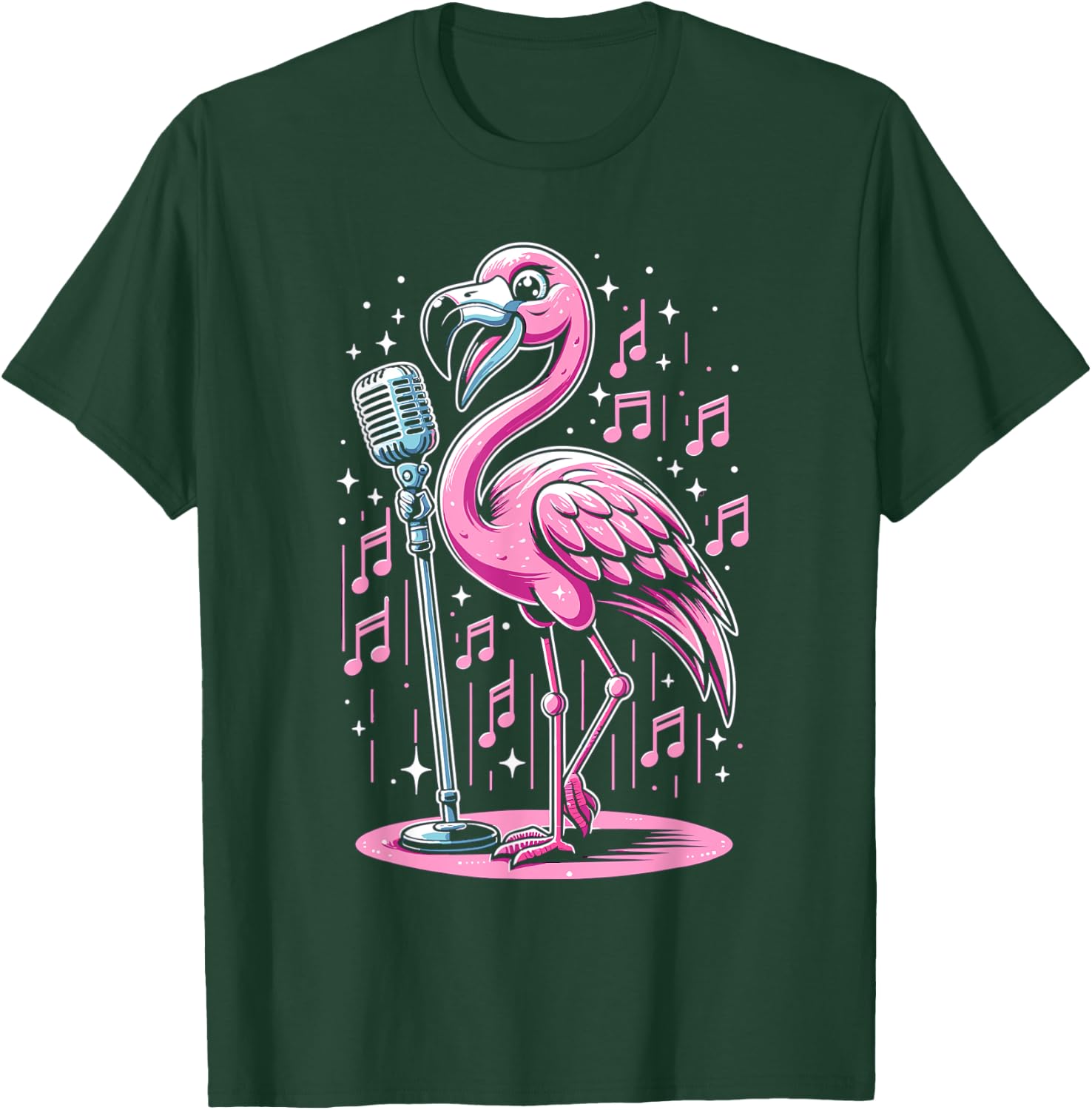 Flamingo Singing Singer Musician Choir Music Lover T-Shirt - T-Shirt | Forest