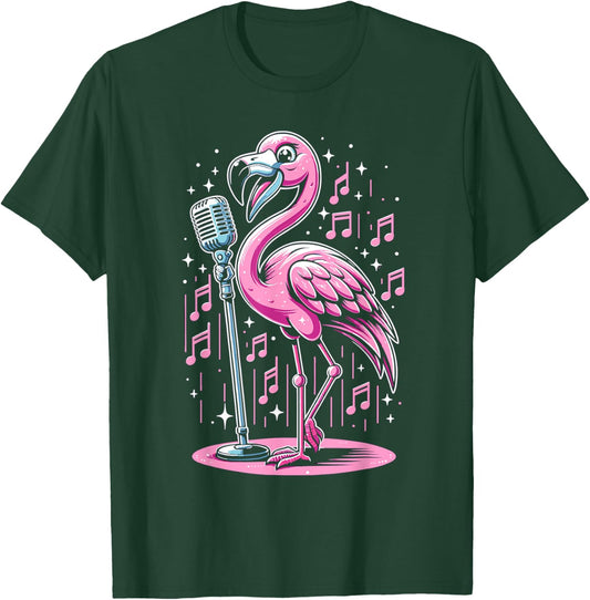 Flamingo Singing Singer Musician Choir Music Lover T-Shirt - T-Shirt | Forest