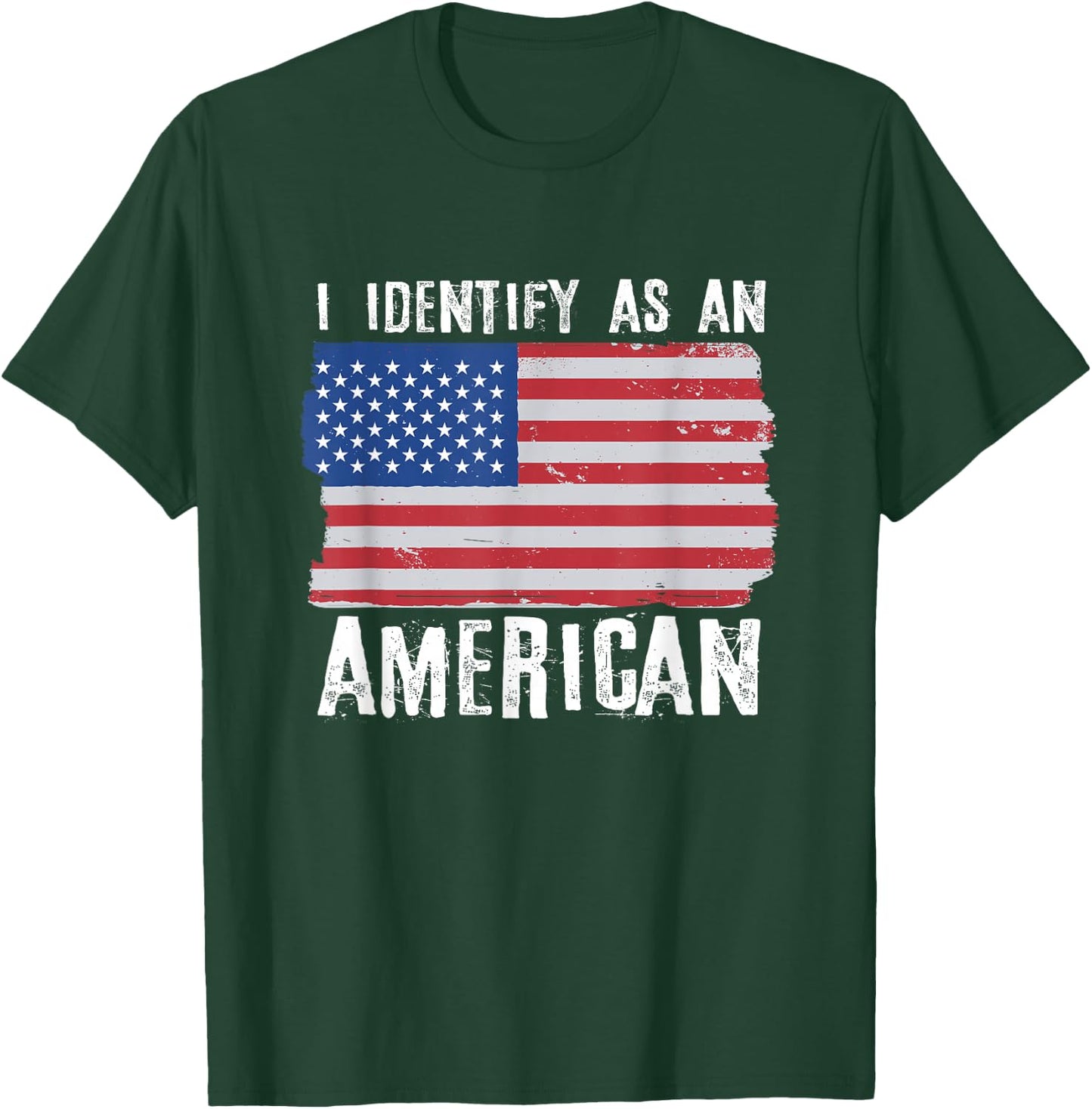 US American Patriotism Outfits & Women -Adults, -Kids Black Cotton Blend Small I Identify As An American Proud US American T-Shirt - T-Shirt | Forest