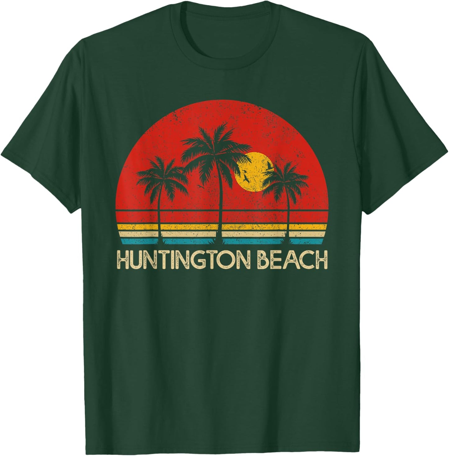 Huntington Beach California CA Surfer Retro Sunset Vintage T-Shirt - T-Shirt | Forest