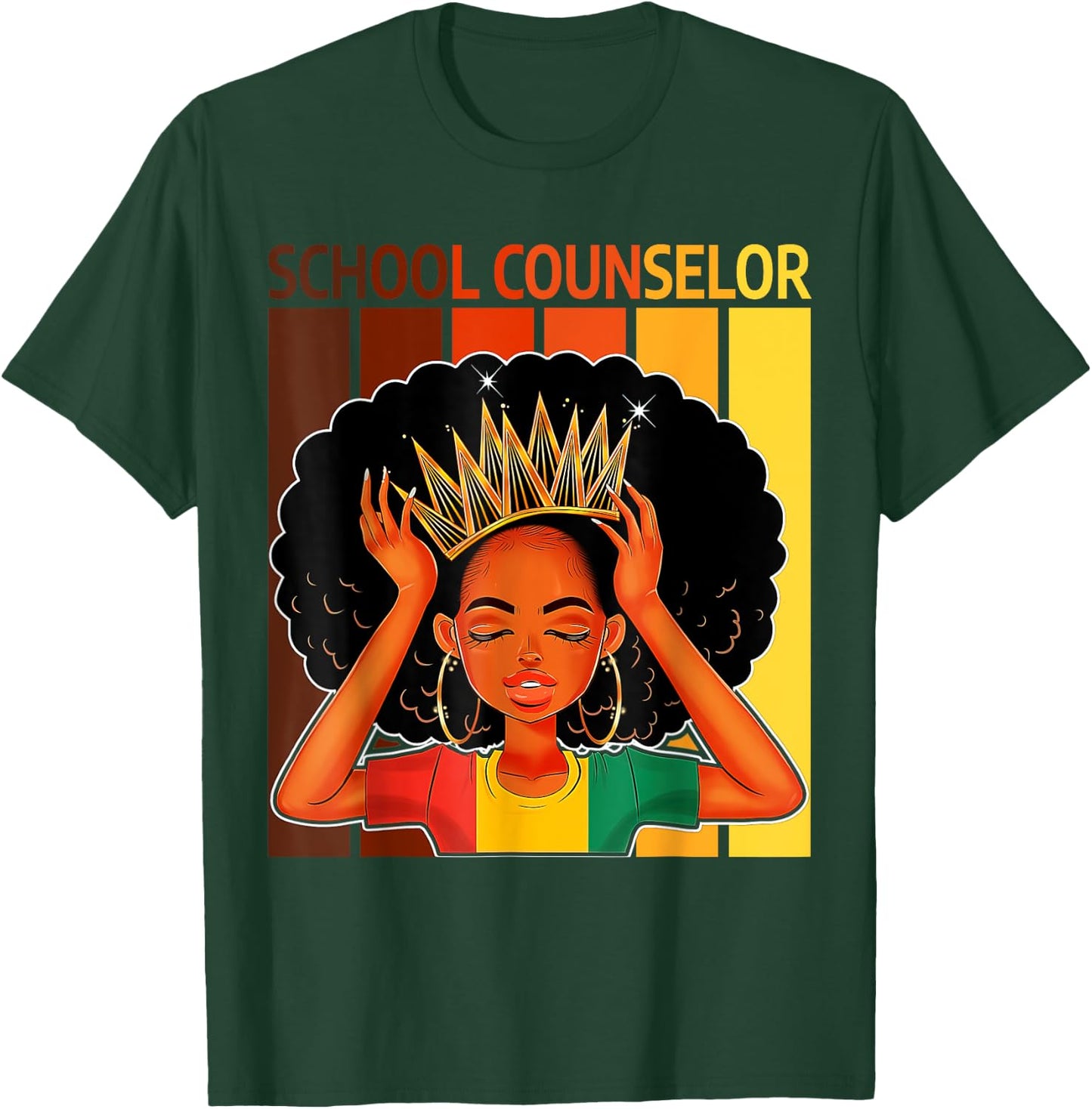School Counselor Afro African American Black History Month T-Shirt - T-Shirt | Forest