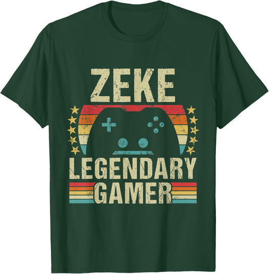 Zeke Gamer Retro Gaming Vintage Game Personalized 70s T-Shirt - T-Shirt | Forest
