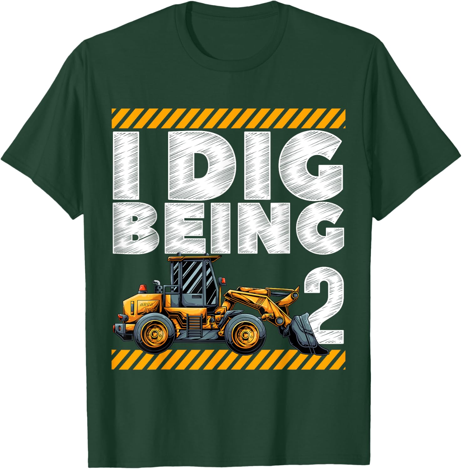 2nd Birthday Construction Truck I Dig Being 2 Vehicle Bday T-Shirt - T-Shirt | Forest