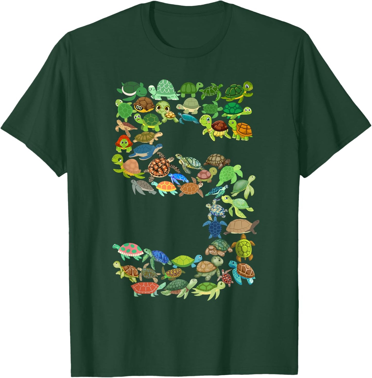 Kids 5th Birthday Sea Turtle Tortoise Themed 5 Year Old Boys T-Shirt - T-Shirt | Forest