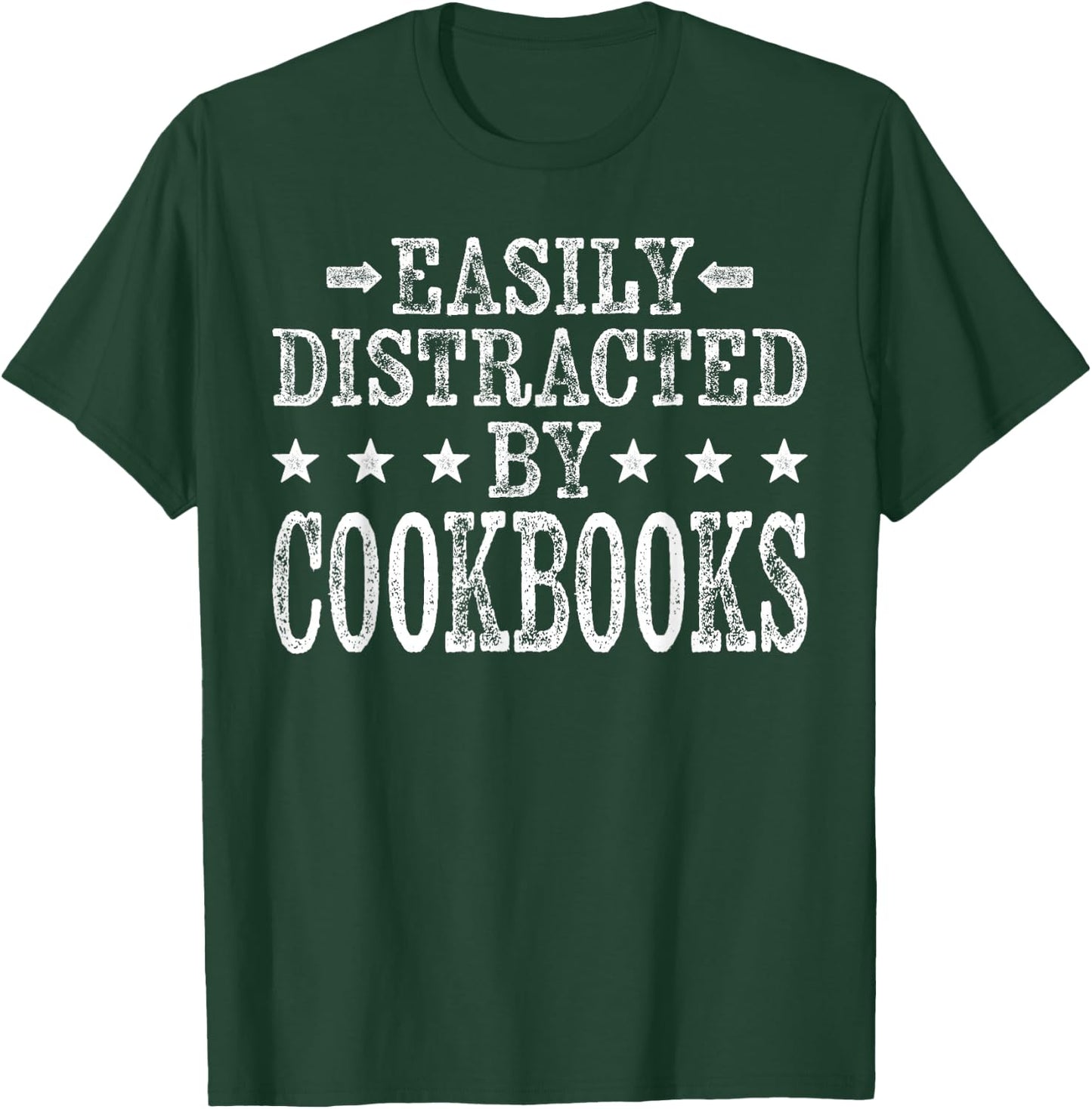 Easily Distracted By Cookbooks - Funny Chef Recipe Cookbooks T-Shirt - T-Shirt | Forest